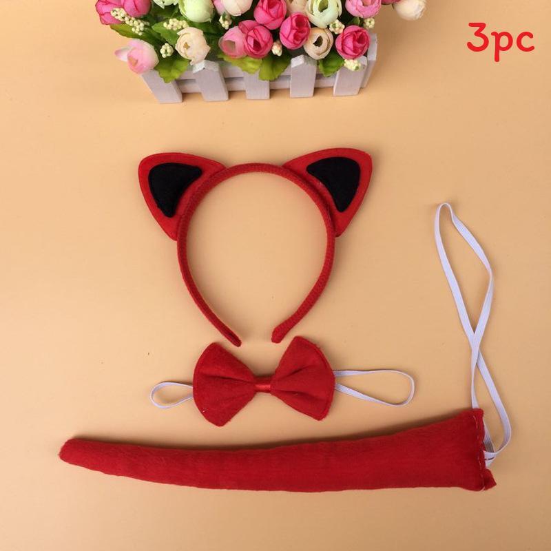 Halloween Animal Tiger Headpiece With Red Horns Demon Headband For Cosplay