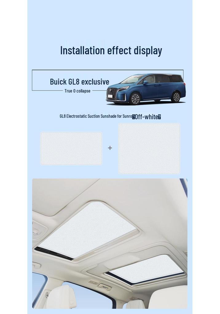 Fits Buick Models: Lacrosse, GL6, Enclave, GL8, Encore S, Verano - Silicone Suction Electrostatic Sunroof Sunshade