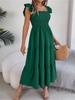 Square Neck Solid Color Dress High Waist Elegant Ruffle Edge Dress for Women Sleeveless Loose Dresses Causal Dress