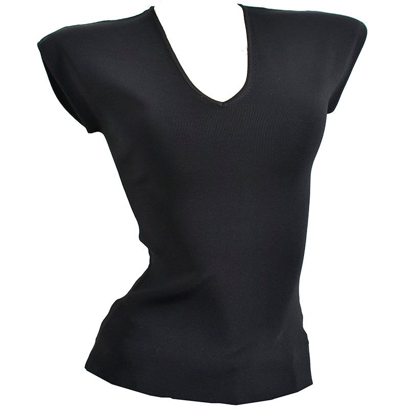 Simple and Versatile ~ Good Quality Slimming Slim fit Qu Zhu V-neck Temperament Knit Summer Short sleeve T-shirt Top Women