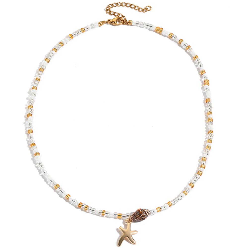 Hawaii Beach Starfish Beads Choker Necklace for Women Girls, Boho Seashell Starfish Ocean Necklace Summer Beach Choker Necklace золотой