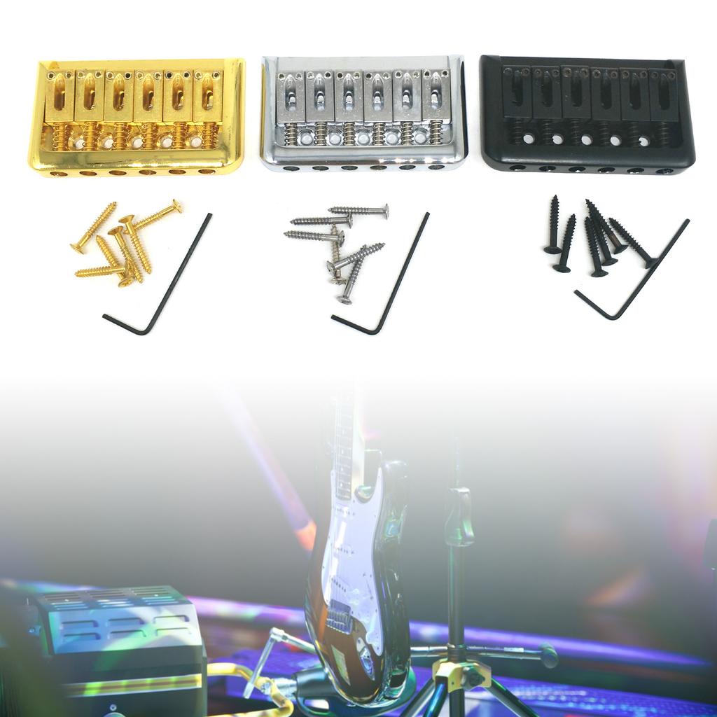 Adjustable 6 String Guitar Bridge with Wrench & Screws Metal Fixed Top Load Guitar Tailpiece Guitar Fixed Bridge