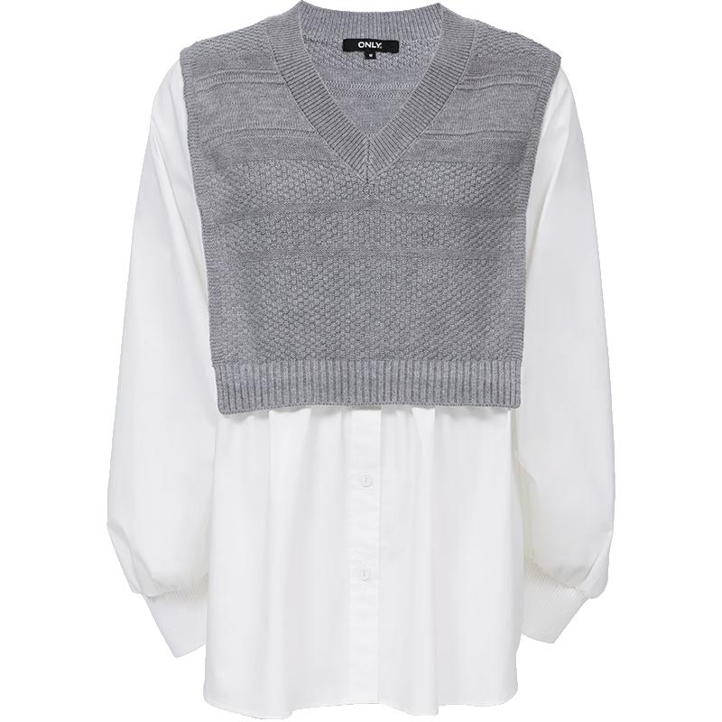 ONLY 2026 Spring Women's Faux Two-Piece Knit V-Neck Shirt