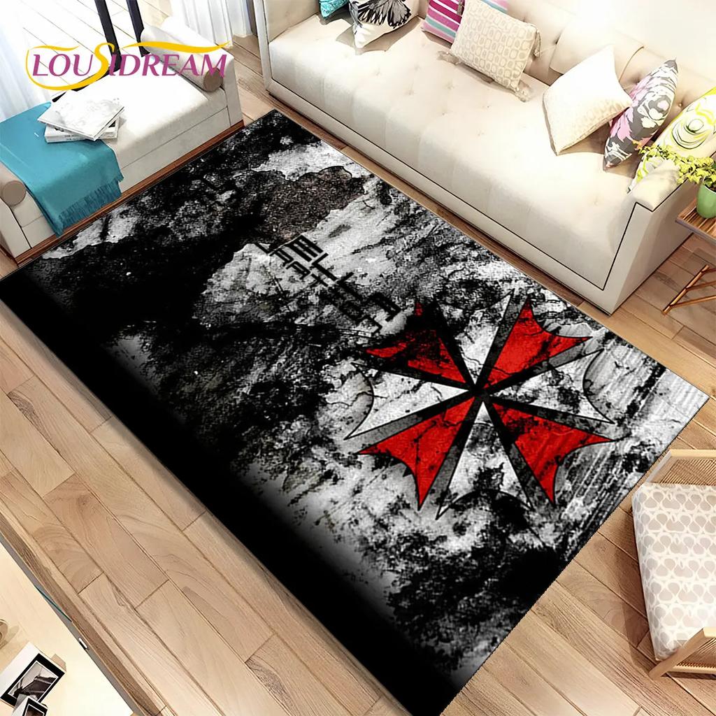 3D R-Resident Evil Games Gamer Area Rug,Carpet Rug for Living Room Bedroom Sofa Doormat Decoration, Kids Play Non-slip Floor Mat