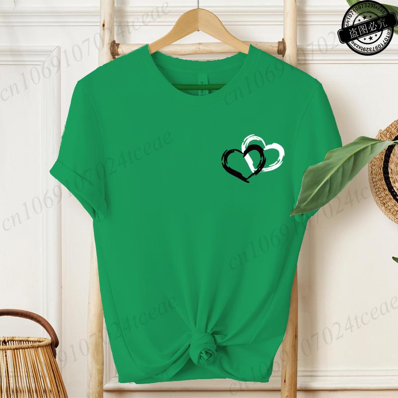 Unisex Fashion TShirts O Neck Short Sleeve TShirt Casual Unisex Red Clothing Love Heart Print TShirt for Valentines Day Gifts