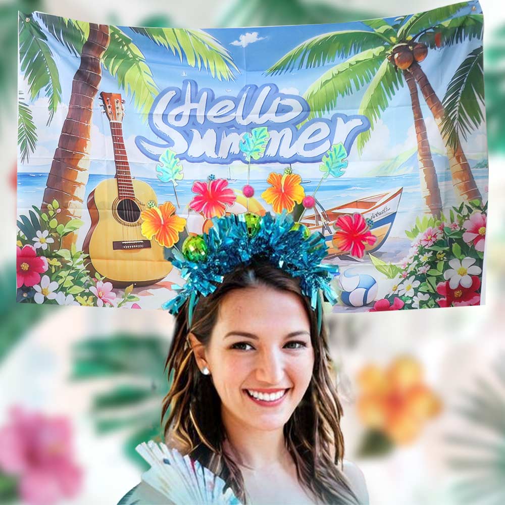 Tropical Theme Summer Pool Party Backdrop Hawaiian Photography Background  Wedding Birthday Party