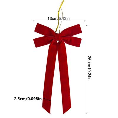 6PCS Velvet Christmas Bows Christmas Tree DIY Hanging Ornaments Ribbon Bow Gift Wrapping Bows Chrismtas Party Gifts