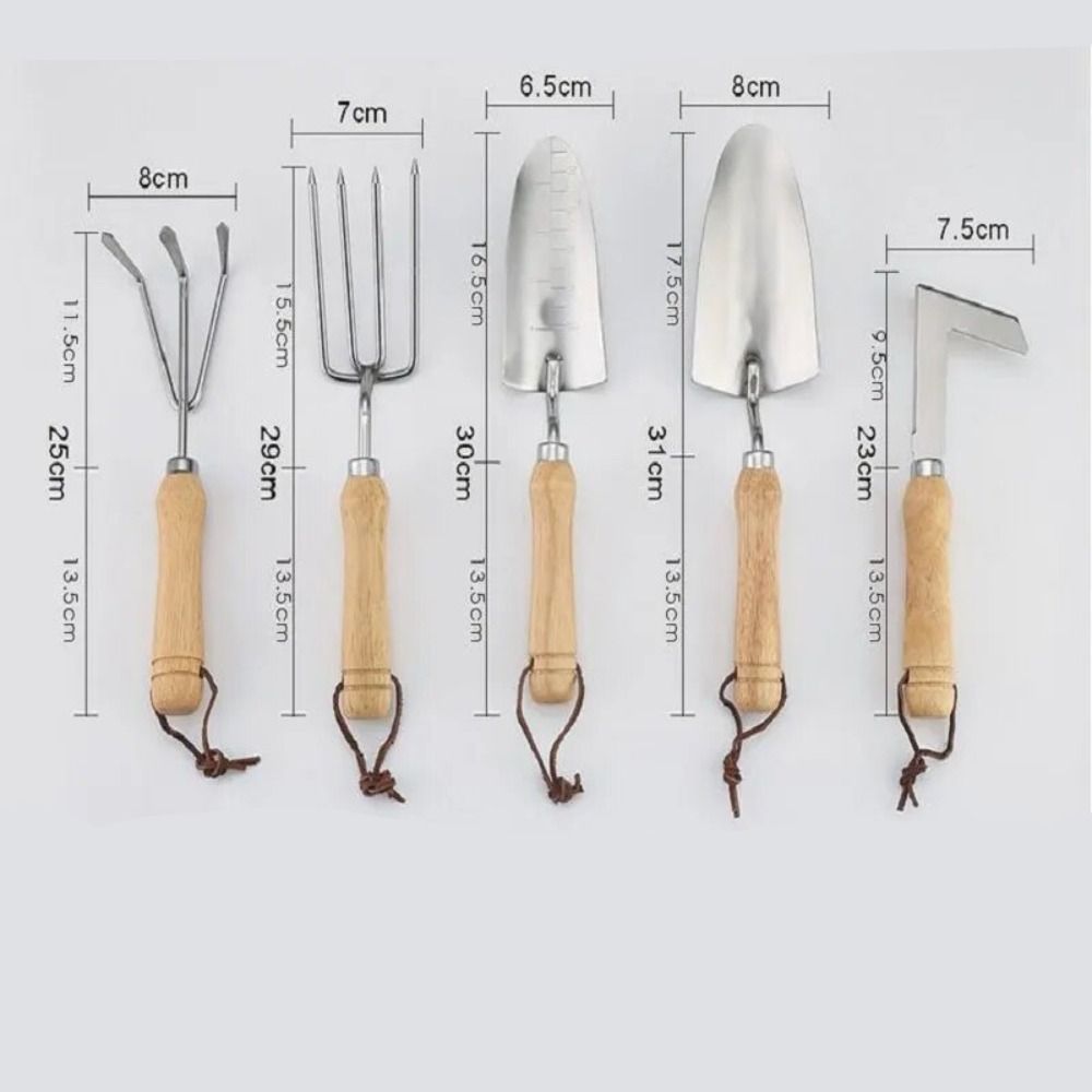 Stainless Steel Garden Shovel Rake Shovel with Wooden Handle Rustproof L-shaped Weeding Sickle Handheld Crevice Weeding Tool