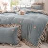Milk Velvet Bedding Set Winter Thick Flannel Coral Fleece Sheet Solid Color Princess Style Bedroom Decor