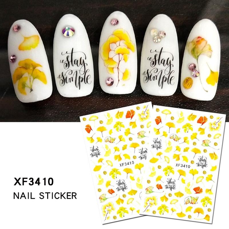 12 Sheet/set 3D Nail Stickers Autumn Winter Maple Leaf Transfer Sliders Paper Nail Decals for Manicures Wraps Tip