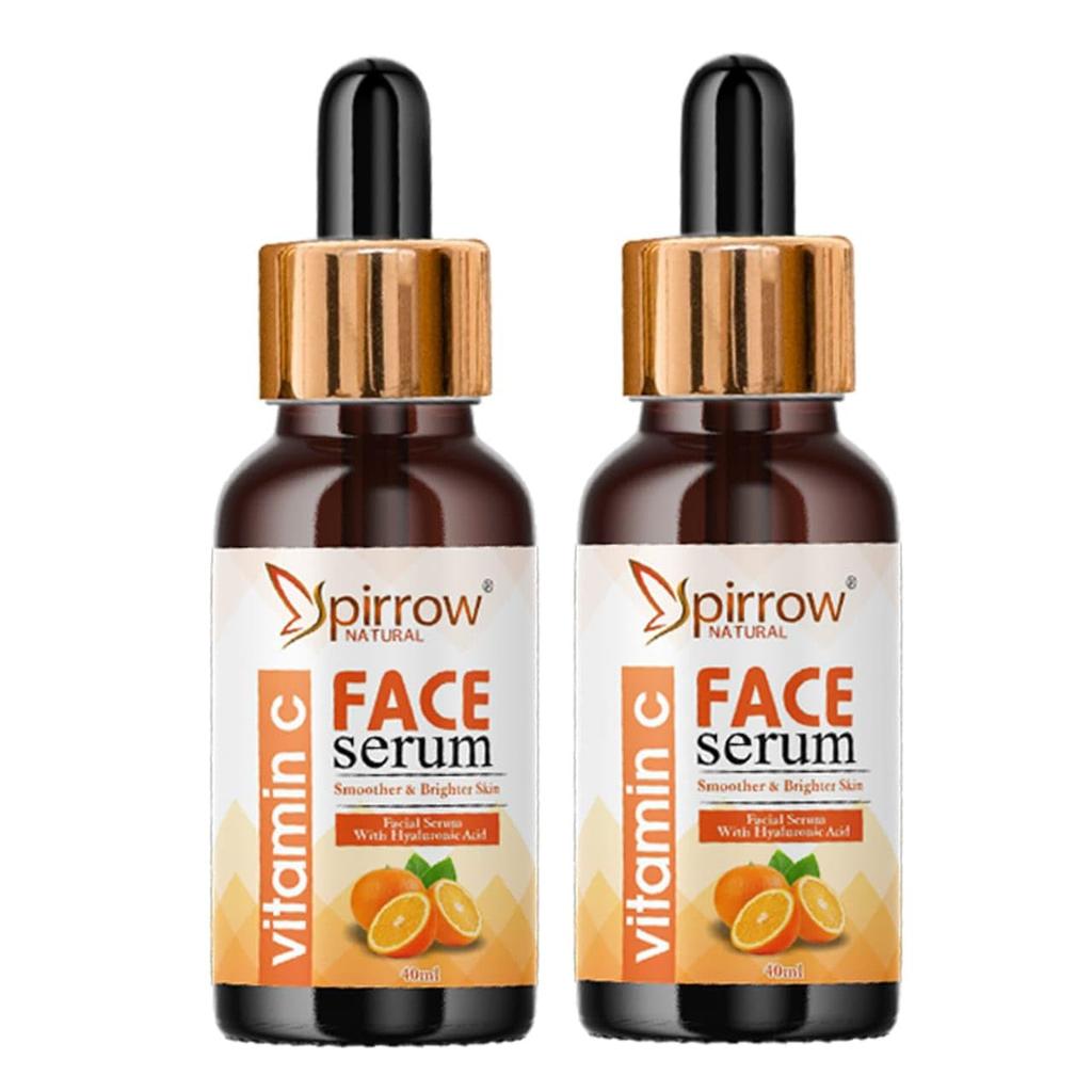 Spirrow NATURAL Vitamin C Face Serum Skin Face Serum, Skin's Glow Serum Dark Spots,Dull Skin Serum All Skin Types Serum 40 ML (Pack Of 2)