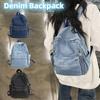 Street Style Vintage Handbag Japanese Style Solid Crossbody Bag Simple Denim Backpack  Outdoor
