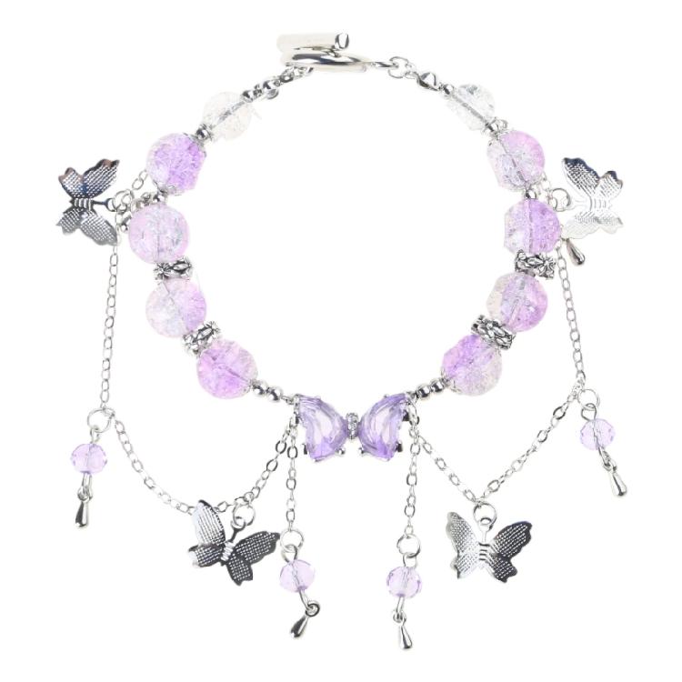 Exquisite Alloy Bracelet Accessory Distinctive Beaded Bracelet Charm With Butterfly Embellishments for Trendsetters