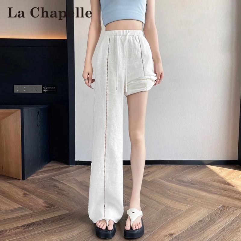 La Chapelle Women's Tencel Wide-Leg Denim Pants