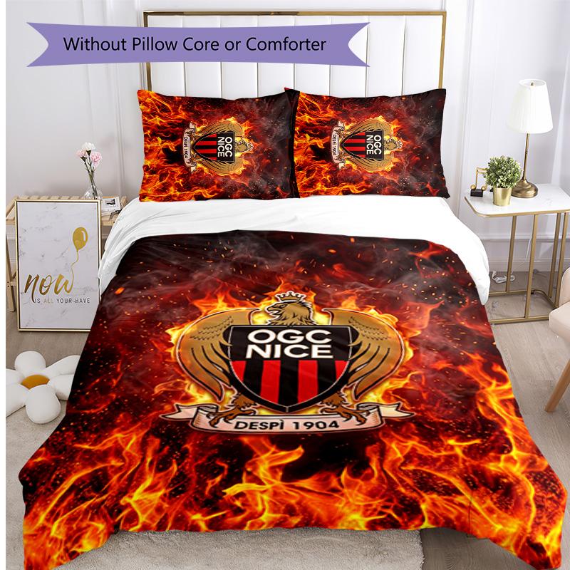 OGC Nice FC Printed 3PCS Bedding Set Breathable Duvet Cover with Pillowcases Decorative Bed Linen for Bedroom Home