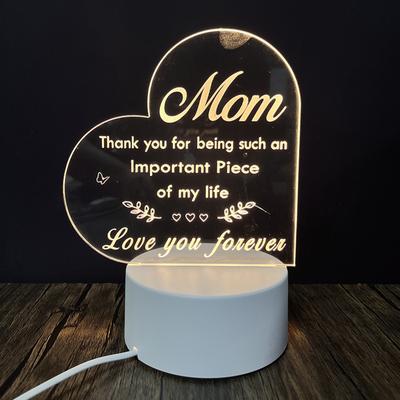 3D-Nachtlampe aus Acryl, 3 Farben, verstellbarer Druckknopfschalter, Muttertagsgeschenke von Tochter und Sohn
