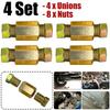 4 Sets 3/16" Brake Line Connector 3/8"-24 Threads Brake Hose Fittings Assortment & Brass (4x Unions 8x Nuts) Brake Pipe Adapter