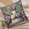 Bunny Floral Cushion Covers Chair Living Room Pillowcase Cozy Zipper Sofa Pillow Covers Bedroom Indoor Home Decor