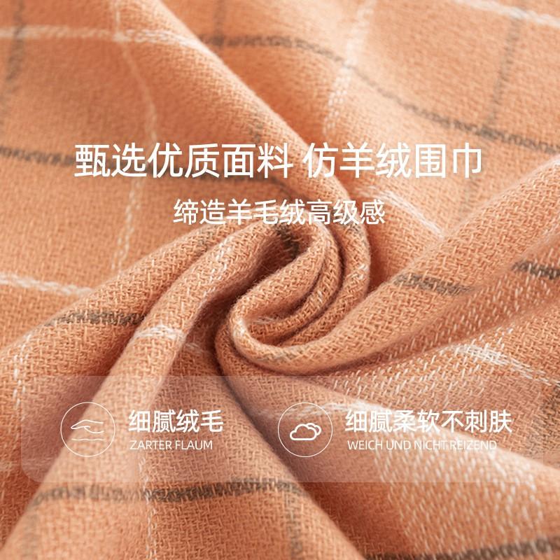 Womens Plaid Scarf Faux Cashmere Long Shawl Winter Warmth Neck Protection Commute