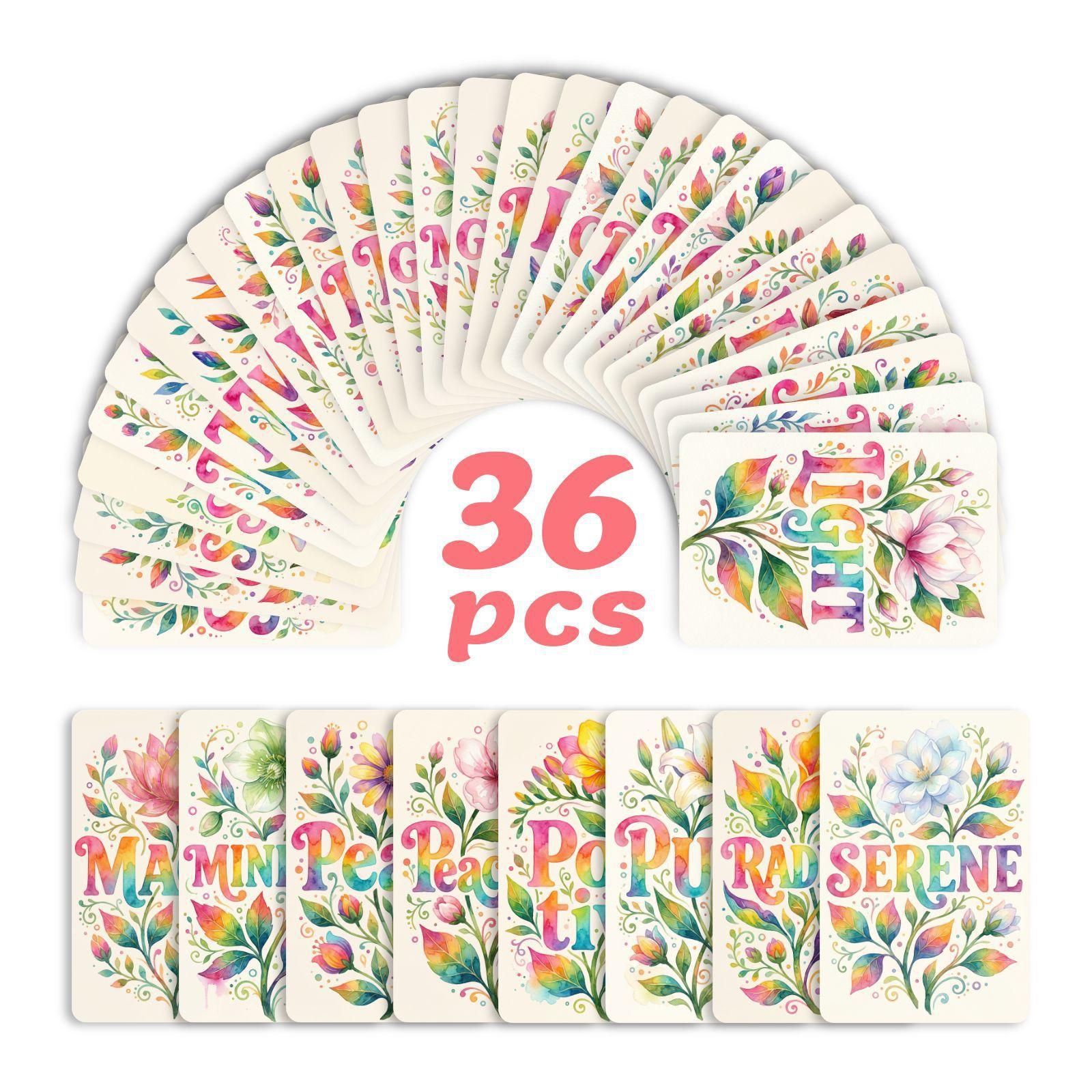 

36 Bohemian Floral Text Cards Universal Decoration And Beautification Message Small Cards RXHB0192