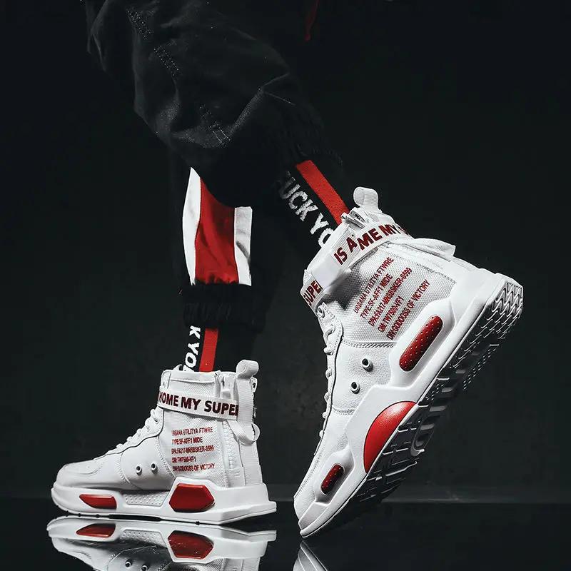 Fashion Men's High Top Fashion Leather Sneakers Trend Hot Sale Comfortable Man Casual Shoes Outdoor Non-slip Breathable Men Shoes