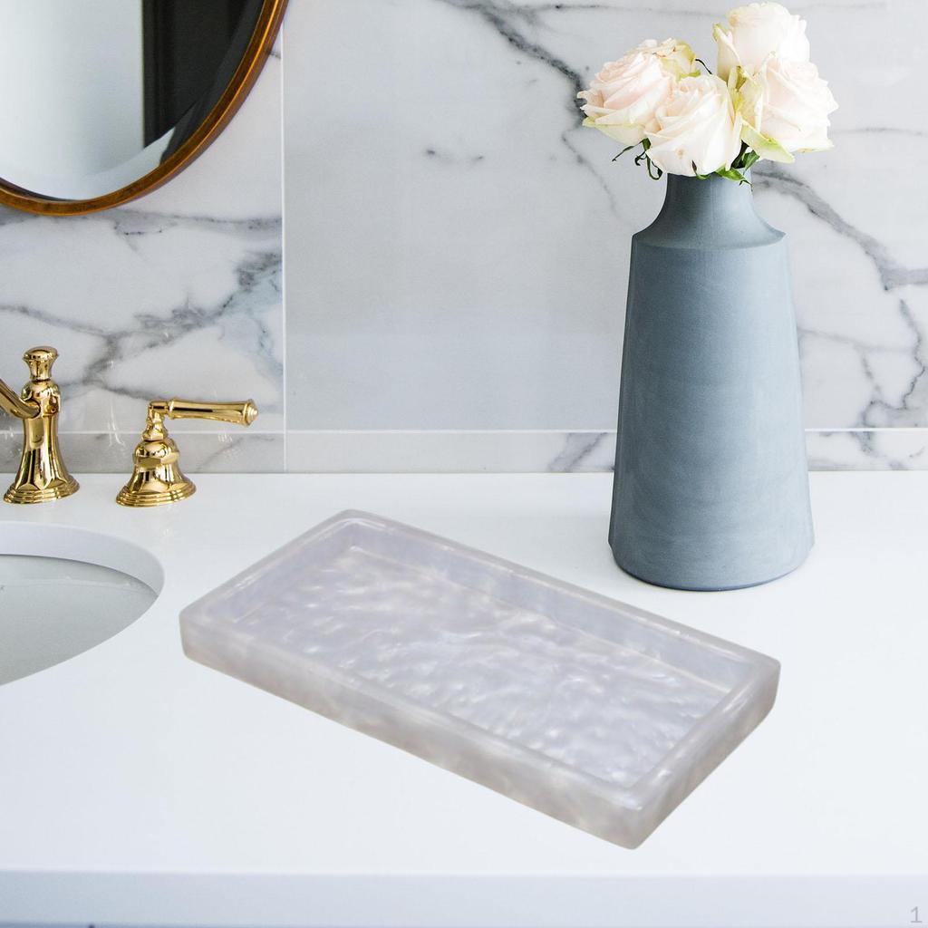 Marble Decorative Vanity Tray Drinks Cake Dish Tealight Plate Soap Toiletry Makeup Dresser Decor