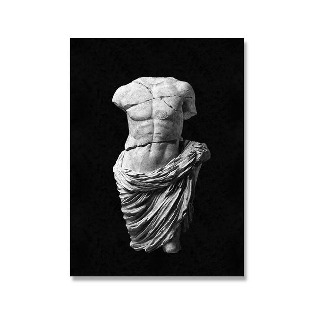 Schwarz-weiße Marmorskulptur, Kunstdrucke, Crying David, Leinwand, klassische Malerei, Wandposter, Bild für Heimdekoration, kein Rahmen