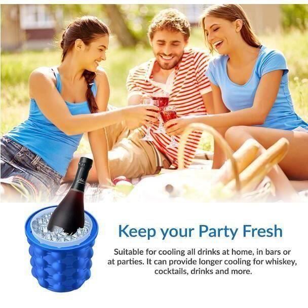 AX13016- 2Pcs Bac à Glaçon Ice Cube Maker Genie 2 In1 Fonction Silicone Moule de Cube de Glace pour Whisky Cocktail et Toute Boiss
