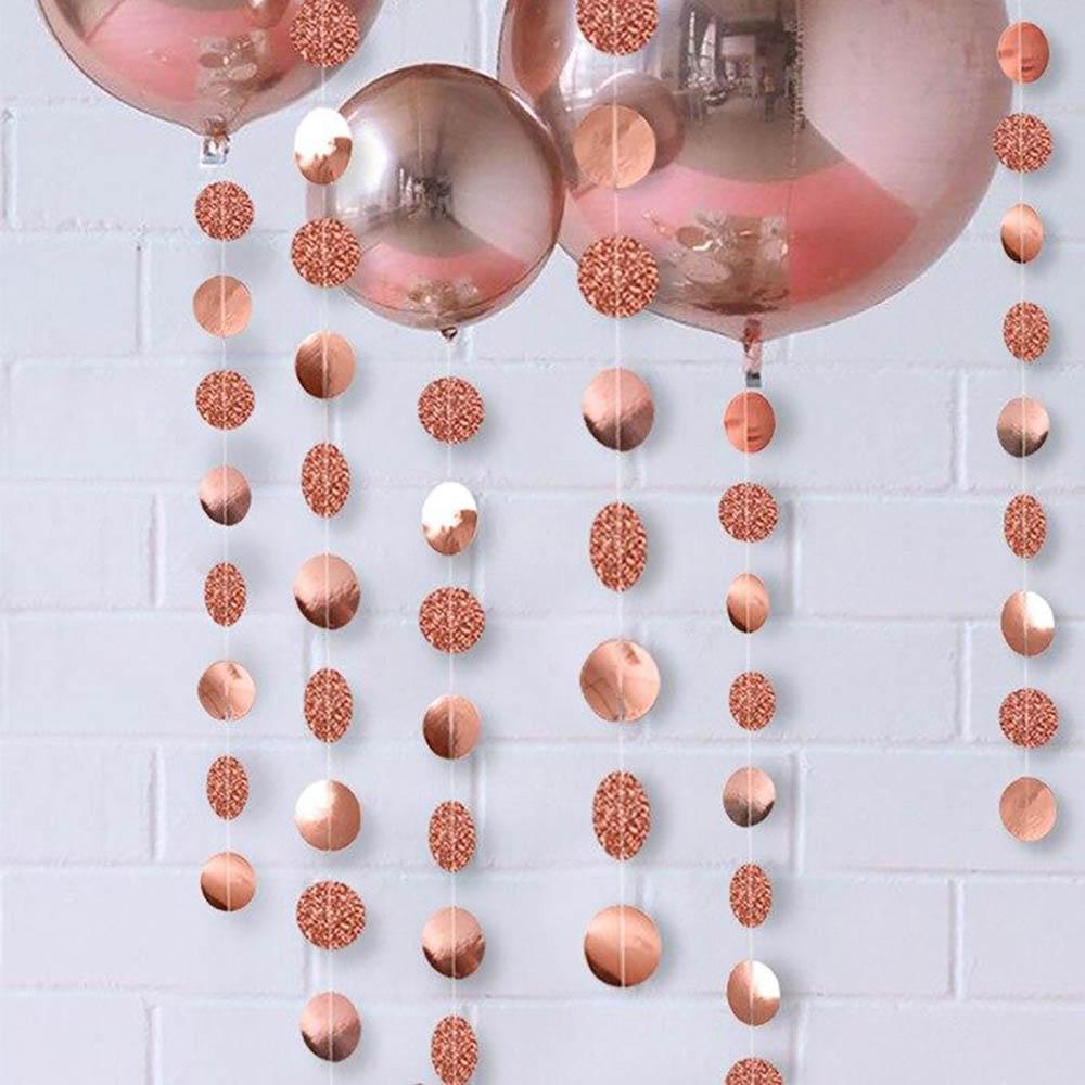 4M Mirror Glitter Round Garland With Colorful Circle String For Wedding Birthday Graduation Party Showcase Cafe Home Curtain Hanging Ornaments Decor