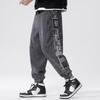 Men's Chinese Style Corduroy Casual Pants with Paisley Patchwork Japanese Style Plus Size Sports Pants for Autumn and Winter