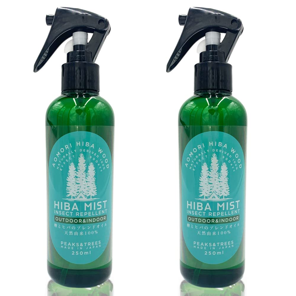 

PEAKS & TREES Cypress Mist Spray, 100% Natural Ingredients, 250ml (Set of 2), Made in Japan, Repellent for Unpleasant Pests, Insect Repellent for Room