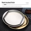 Korean Style Golden Round Plate - Shallow Plate for Snacks, Western Food, Steak, BBQ, and Desserts.