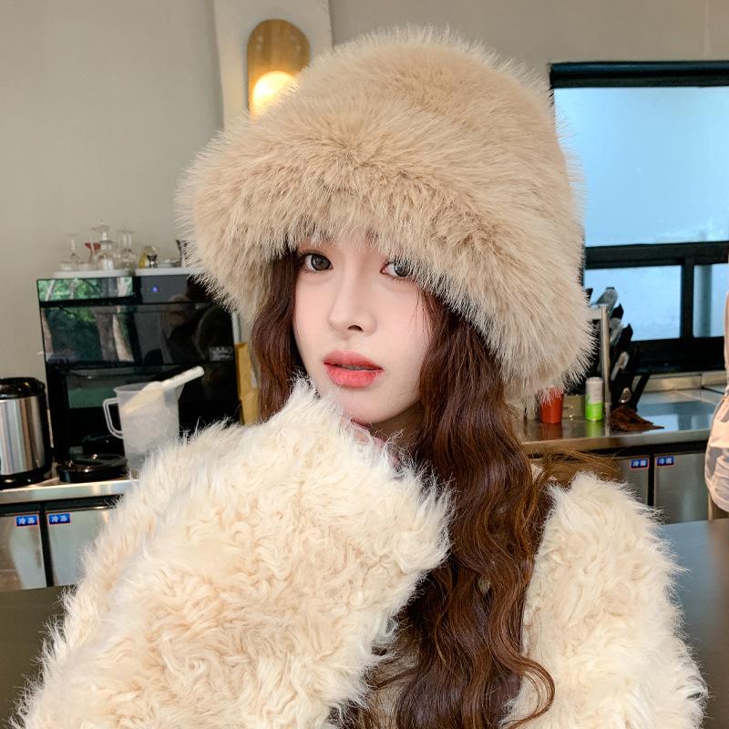 Faux Fur Women's Cossack Hat, Soft and Lightweight Plush Beanie, Solid Color Fuzzy Hat