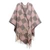 New autumn and winter circle yarn imitation mohair thickened jacquard checkered cross shawl