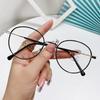 2024 Women's Fashionable Round Frame Metal Glasses with Anti-Blue Light for Students – Ready-made Myopia & Plain Frames for Live Broadcasts
