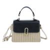 Fashion retro handbag, fashion bag, women's new straw messenger bag, shoulder bag, small square bag.