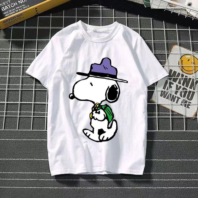 Funny Summer Fashion Snoopy Cartoon Printed Men's and Women's T-Shirts High Quality Cotton Casual Sports Short Sleeves Tops