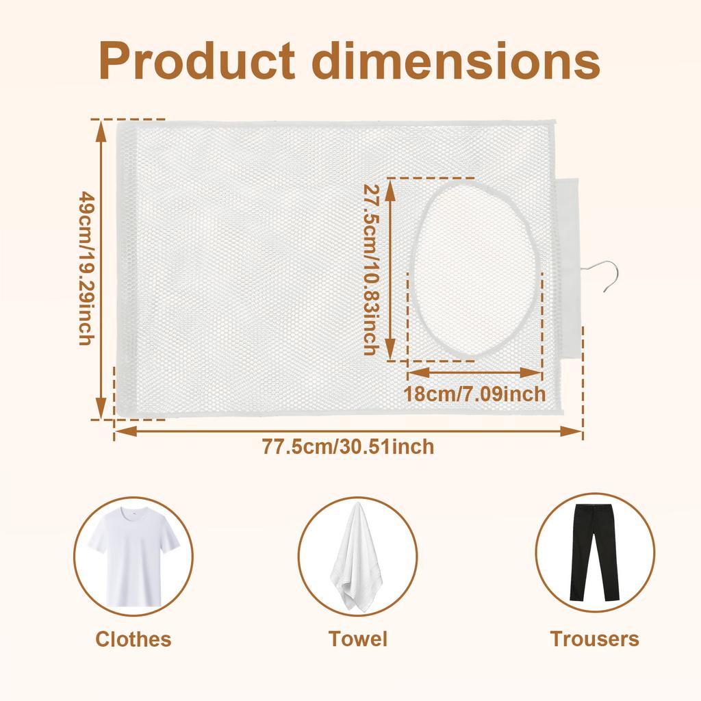 Über Tür Wäschebeutel Netz Wandmontierter Schmutzwäsche Aufbewahrungsorganizer mit Reißverschluss & Haken Atmungsaktiver Hängender Wäschekorb