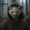 Gothic Cosplay Mask Halloween Ram Horn Demon Mask, Horror Devil Half Face Half-face Lightweight Masquerade for Costume Party Horned