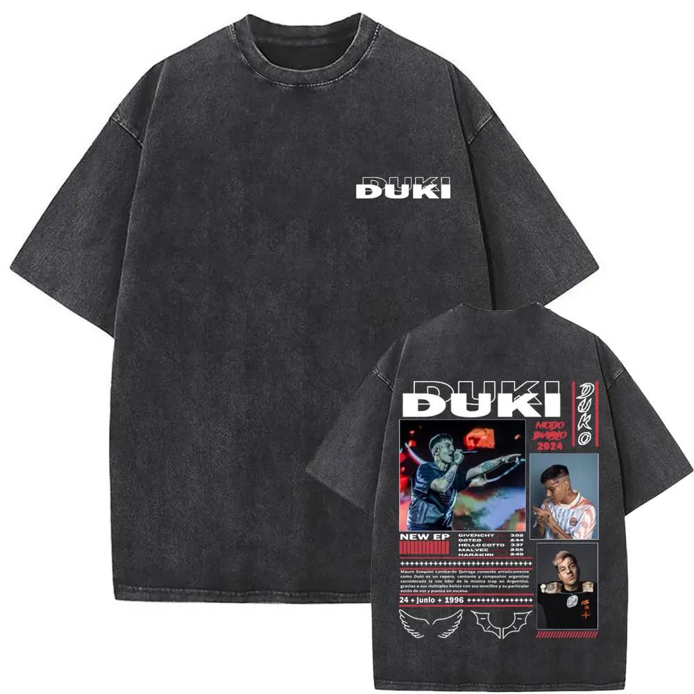 Washed Vintage Rapper Duki ADA Tour  T Shirt Mens Hip Hop Oversized Short Sleeve Tshirt Men Fashion High Quality Streetwear