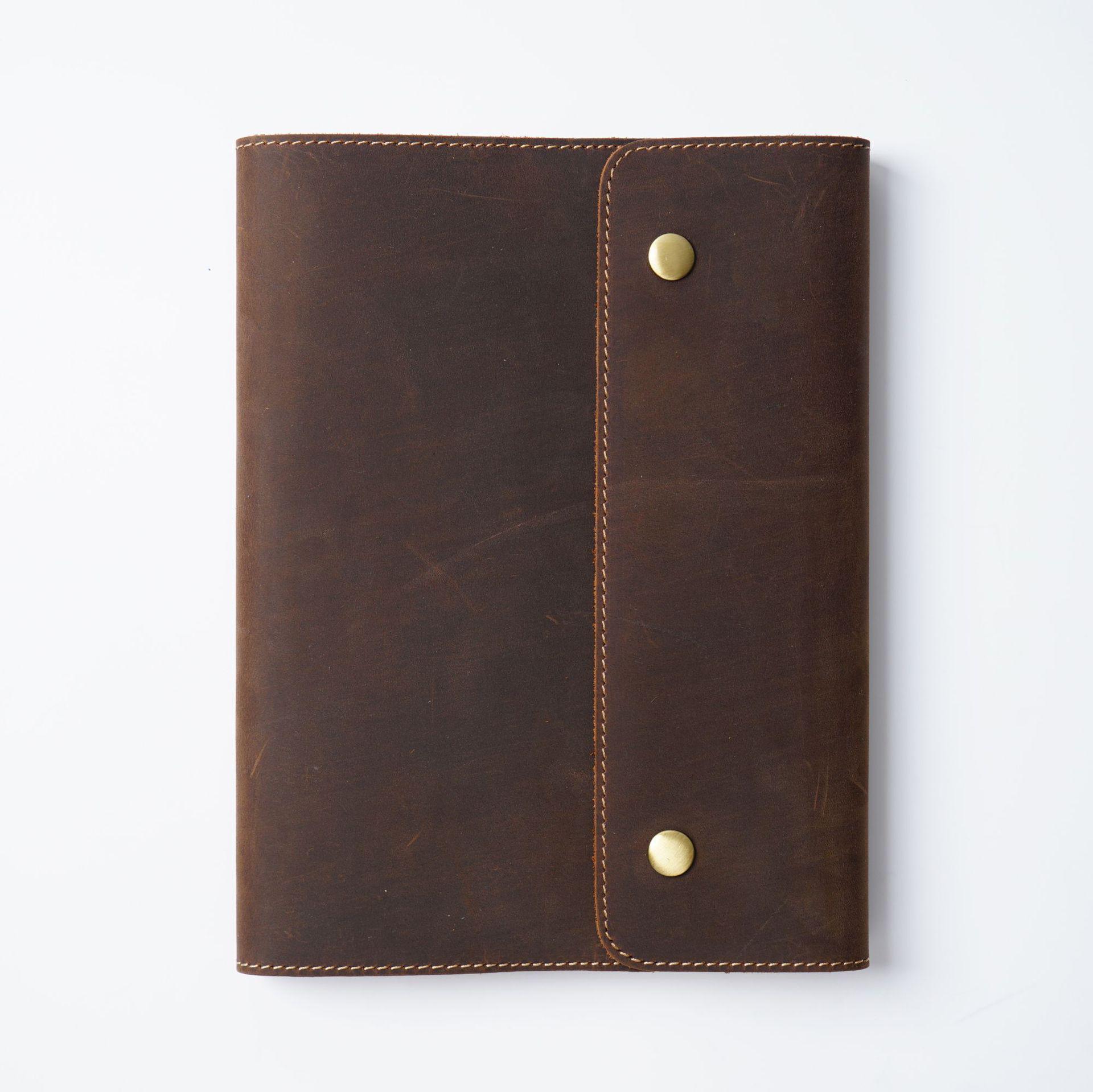 

A5 Cowhide Leather Notebook Cover & Planner Sleeve Lined Pages 88