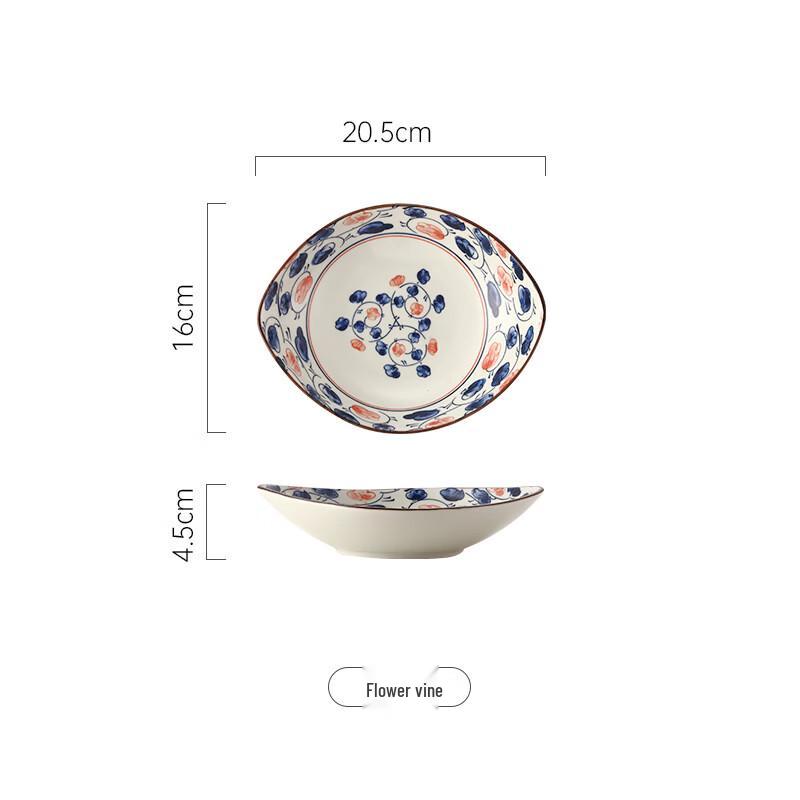 De Rui En Retro Japanese Underglaze Ceramic Olive Boat Plate