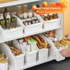 Jiabangshu Kitchen Storage Basket with Wheels Large Storage Box Spice Miscellaneous Cabinet Storage Box Under Sink Pull-Out Organizer Basket