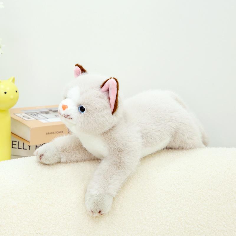 Soft Lying Model Simulation Cat Plush Toy Cute Kitten Doll Children Soothing Company Throw Pillow Rag Doll