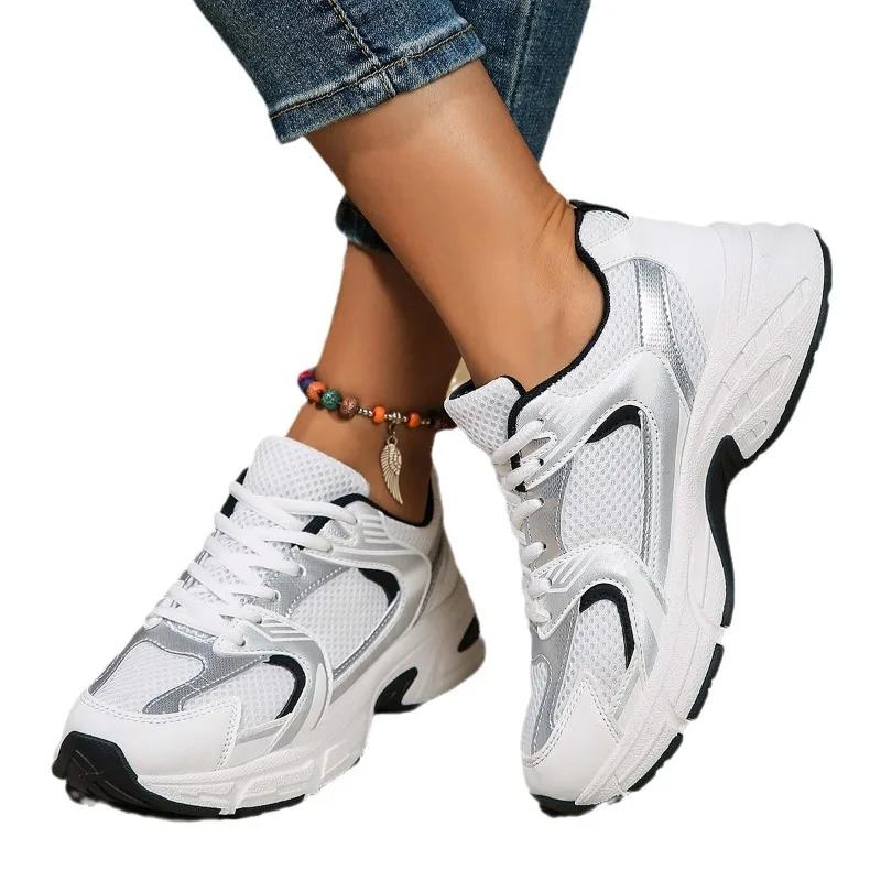 Fashion Women's Breathable Mesh Sports Shoe Are Lightweight Comfortable Low Tie Casual Running Round Toe Sports Shoes for Outdoor Hiking