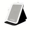 USB Rechargeable Vanity Mirror with Touch Screen, 3 Color LED Lights & Dimming, Portable Folding Makeup Mirror for Home & Travel