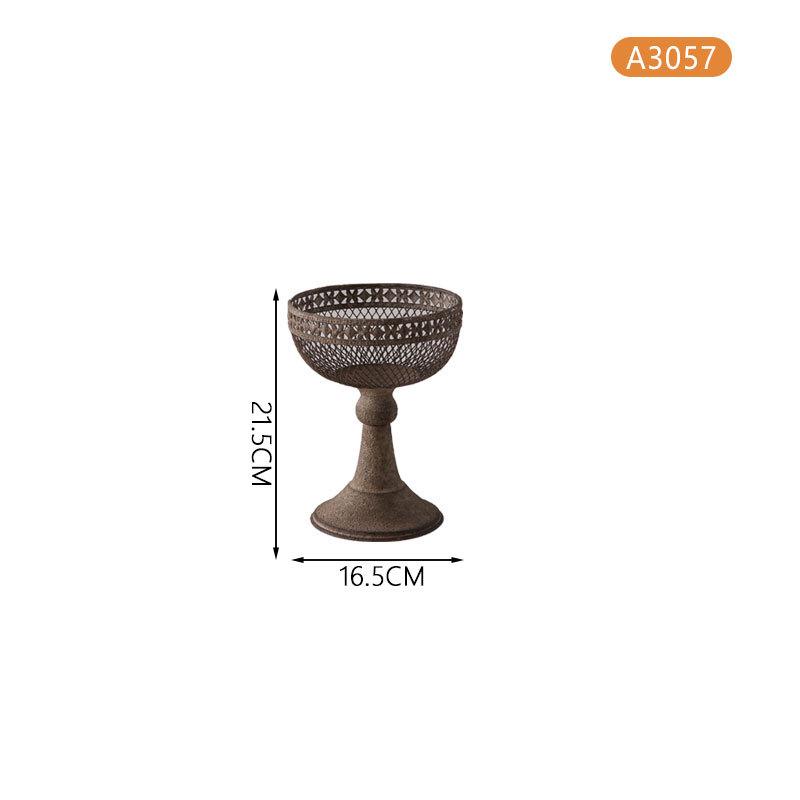 European Vintage Wrought Iron Tall Vase Desktop Flower Pot Container Antique Distressed Art Craft Ornament for Home Decor