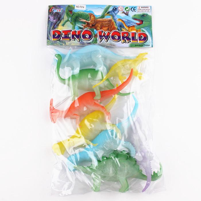 Luminous Soft Rubber Dinosaur Model Toys: Triceratops, Brontosaurus, Parasaurolophus, Styracosaurus, Stegosaurus, Allosaurus, Kentrosaurus.