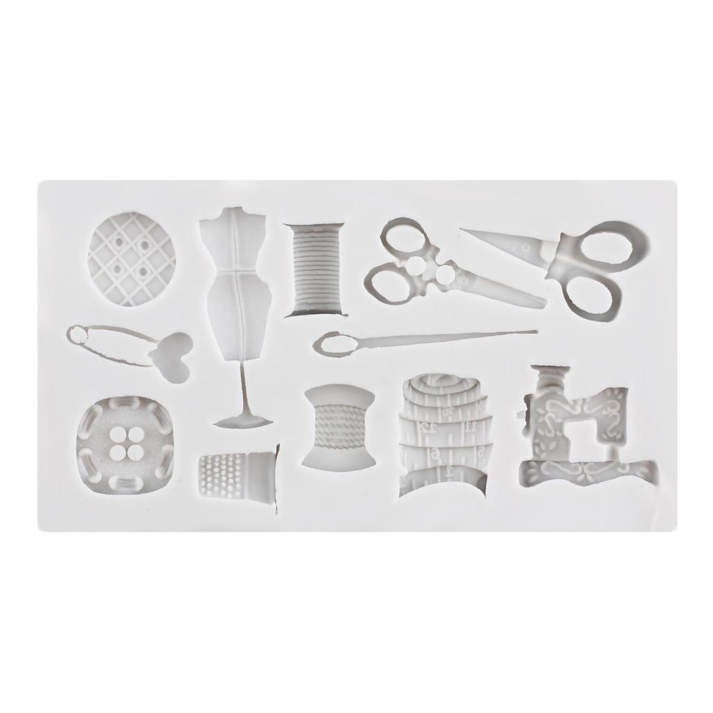 Sewing Tools Silicone Molds Scissors Button Sewing Designer Clothes Fondant Mold Cake Decorating Tools Cupcake Topper Candy Chocolate Gumpaste Mold