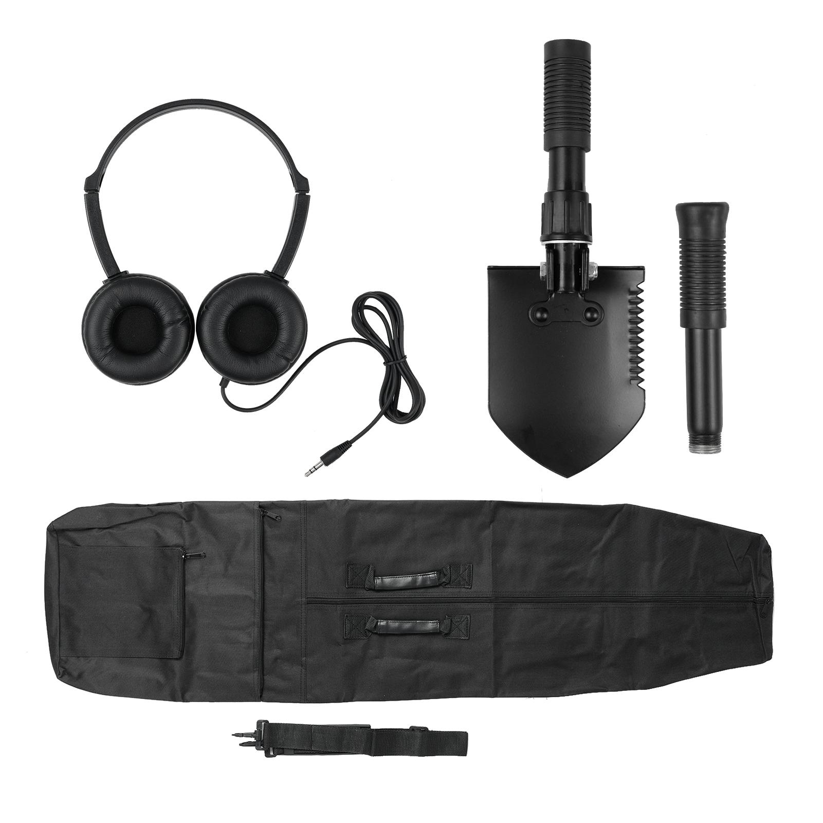 

Аксессуары для металлоискателя включают в себя наушники для обнаружения металла, складную лопату и металл.